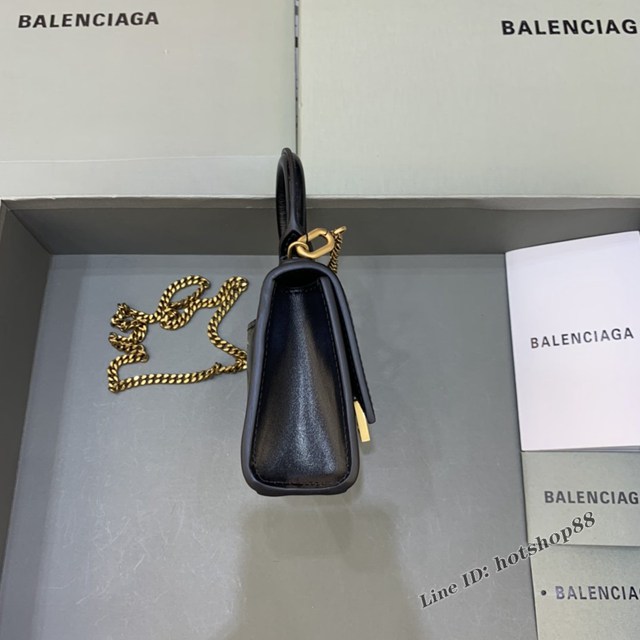 Balenciaga專櫃爆款手提女包 巴黎世家平紋黑金扣mini Hourglass沙漏包 fyj1007